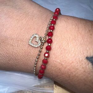 Vintage Red Heart Bracelet 7 Inches by Avon
